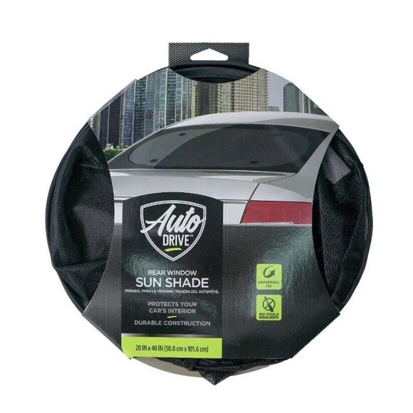 Auto Drive Rear Window Sun Shade Black Universal Fit UV Protection Mesh NEW - Picture 1 of 10